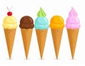 Different taste ice cream in cone Royalty Free Stock Photo