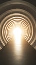 Abstract Architectural Tunnel with Circular Structure and Glowing Exit Royalty Free Stock Photo