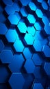 Abstract blue hexagonal pattern, 3D render of a geometric background with vibrant color and depth. Royalty Free Stock Photo