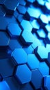 Abstract blue hexagonal pattern, 3D render of geometric design, modern background Royalty Free Stock Photo