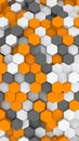 Abstract 3D Hexagon Pattern with Orange Gray and White Colors for Background Royalty Free Stock Photo