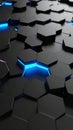 Abstract 3D hexagonal pattern with glowing blue light, modern technology design Royalty Free Stock Photo