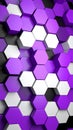 Abstract 3D hexagonal pattern in purple, white, and black with depth and shadows Royalty Free Stock Photo