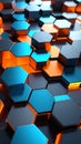 Abstract 3D hexagonal pattern with vibrant blue and orange gradient colors Royalty Free Stock Photo