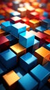 Abstract 3D rendering of colorful cubes in a repeating pattern, geometric background Royalty Free Stock Photo