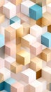 Abstract 3D rendering of colorful geometric cubes in a repeating pattern, modern design Royalty Free Stock Photo