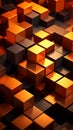 Abstract 3D rendering of golden and dark cubes in a geometric pattern, modern background Royalty Free Stock Photo