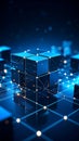 Abstract data cubes with glowing lines and dots, representing digital network Royalty Free Stock Photo