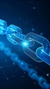 Abstract digital blockchain concept with glowing links and network connections, blue background Royalty Free Stock Photo