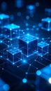 Abstract digital cubes connected by glowing lines representing data flow and technology Royalty Free Stock Photo