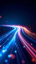 Abstract digital data stream flowing with glowing light trails and bokeh Royalty Free Stock Photo