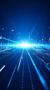 Abstract digital data stream with glowing lines and light burst in blue Royalty Free Stock Photo