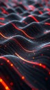 Abstract digital data stream with glowing red lines and dots on dark background Royalty Free Stock Photo