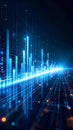 Abstract Digital Data Visualization with Glowing Blue Lines and Bars Royalty Free Stock Photo