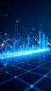 Abstract Digital Data Visualization with Glowing Lines and Bar Graphs Royalty Free Stock Photo