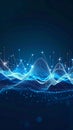 Abstract digital data visualization with glowing particles and lines on dark blue background Royalty Free Stock Photo