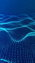 Abstract digital data visualization, network connection, blue particle dots background Royalty Free Stock Photo