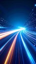 Abstract digital highway with light trails and data flow, futuristic technology concept Royalty Free Stock Photo