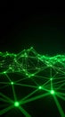 Abstract digital network connection with glowing green lines and nodes on dark background Royalty Free Stock Photo