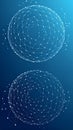 Abstract digital sphere network design on a gradient blue background, technology concept. Royalty Free Stock Photo