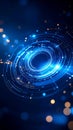 Abstract digital technology background with glowing blue circles and data points. Royalty Free Stock Photo