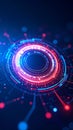 Abstract digital technology background with glowing red and blue circles and lines Royalty Free Stock Photo