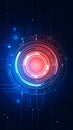 Abstract digital technology background with glowing red and blue circles and lines Royalty Free Stock Photo