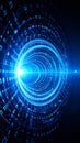 Abstract digital tunnel with binary code and bright light data visualization Royalty Free Stock Photo