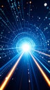 Abstract digital tunnel with glowing light and data streams, futuristic technology concept Royalty Free Stock Photo
