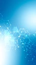 Abstract futuristic digital network connection background with glowing hexagonal shapes in blue Royalty Free Stock Photo