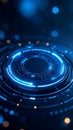 Abstract futuristic digital technology background with glowing blue circles and data visualization Royalty Free Stock Photo