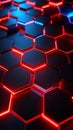 Abstract futuristic hexagonal pattern with glowing red and blue lights, technology background Royalty Free Stock Photo