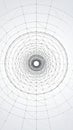 Abstract geometric line art pattern with a white background and wireframe tunnel Royalty Free Stock Photo