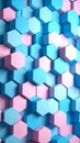 Abstract geometric pattern of pink and blue hexagonal shapes, 3D render Royalty Free Stock Photo