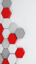 Abstract geometric pattern of red white and grey hexagonal tiles on white background Royalty Free Stock Photo