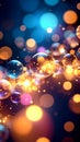 Abstract glowing bubbles with bokeh effect, vibrant colors and sparkling light, dreamy background Royalty Free Stock Photo