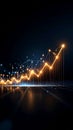 Abstract glowing line graph data points ascend in dark futuristic digital space Royalty Free Stock Photo