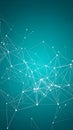 Abstract network connection lines and dots on a teal background. Royalty Free Stock Photo