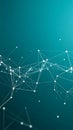Abstract network connection lines and dots on teal background for data visualization. Royalty Free Stock Photo