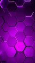 Abstract purple hexagonal pattern with glowing lines, modern geometric background. Royalty Free Stock Photo