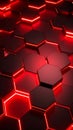 Abstract red and black hexagonal pattern with glowing lines for modern background Royalty Free Stock Photo