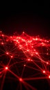 Abstract red network of connected dots and lines on a dark background showing data flow Royalty Free Stock Photo