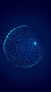 Abstract Sphere Grid, Digital Network Connection on Blue Background Royalty Free Stock Photo