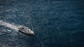 Aerial view of luxury floating ship in Adriatic Sea, Croatia Royalty Free Stock Photo