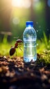 Ant Exploring Bottle Of Water In Nature Insect Macro Photography Royalty Free Stock Photo