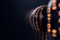 Binary code forming shape of globe on dark background with copy space. Global programming and technology Royalty Free Stock Photo