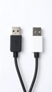 Black and white USB cables isolated on a white background Royalty Free Stock Photo
