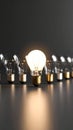 Bright Lightbulb Shining Among Unlit Bulbs Innovation Concept Royalty Free Stock Photo