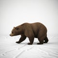 Generated image of a brown bear (Ursus arctos) walking on a plain, white Royalty Free Stock Photo