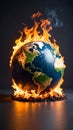 Burning Earth Globe with Flames and Smoke Global Warming Concept Royalty Free Stock Photo